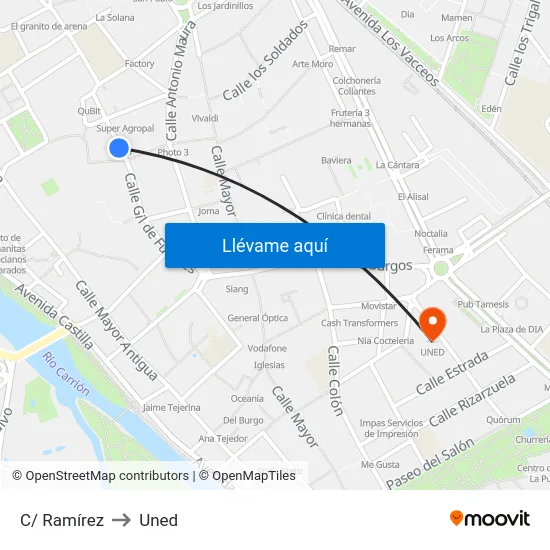 C/ Ramírez to Uned map