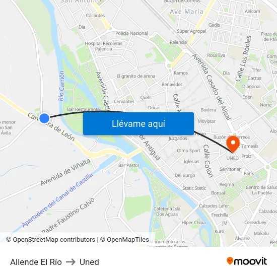 Allende El Río to Uned map