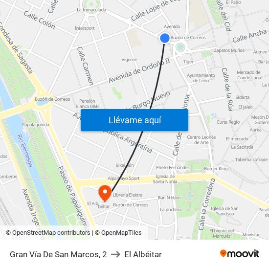 Gran Vía De San Marcos, 2 to El Albéitar map