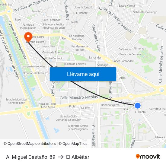 A. Miguel Castaño, 89 to El Albéitar map