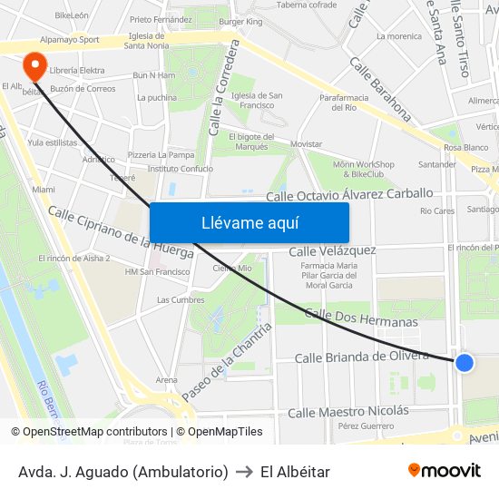 Avda. J. Aguado (Ambulatorio) to El Albéitar map