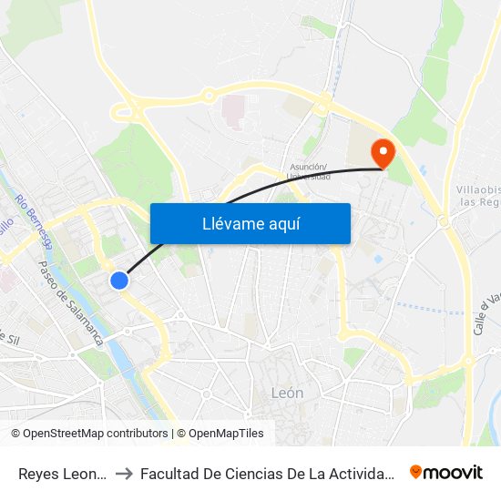 Reyes Leoneses, 28 to Facultad De Ciencias De La Actividad Física Y Del Deporte map