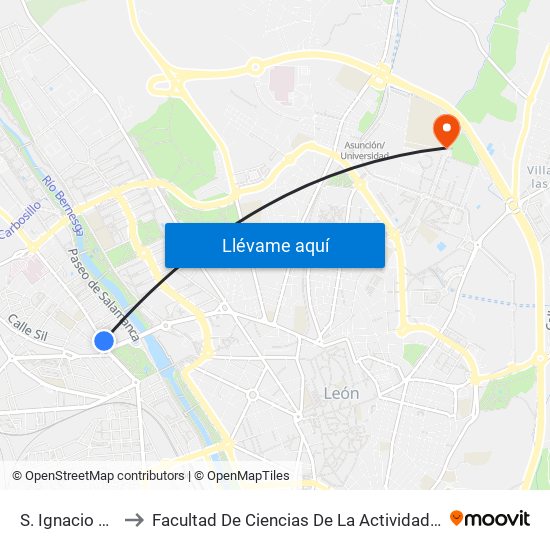 S. Ignacio Loyola, 8 to Facultad De Ciencias De La Actividad Física Y Del Deporte map