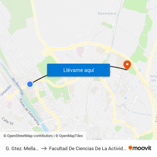 G. Gtez. Mellado (Jardín) to Facultad De Ciencias De La Actividad Física Y Del Deporte map