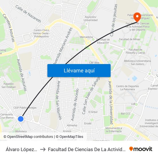 Álvaro López Núñez, 49 to Facultad De Ciencias De La Actividad Física Y Del Deporte map