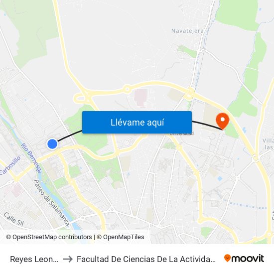 Reyes Leoneses, 50 to Facultad De Ciencias De La Actividad Física Y Del Deporte map