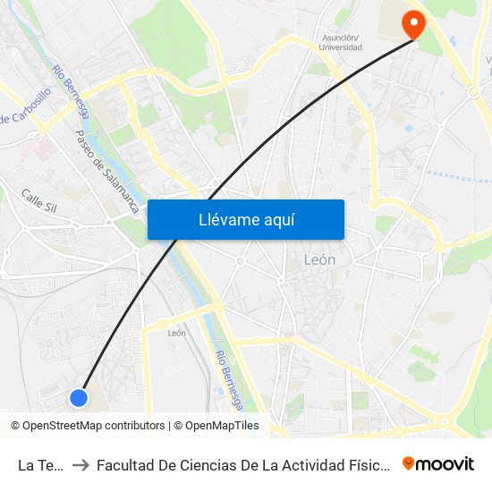 La Tercia to Facultad De Ciencias De La Actividad Física Y Del Deporte map