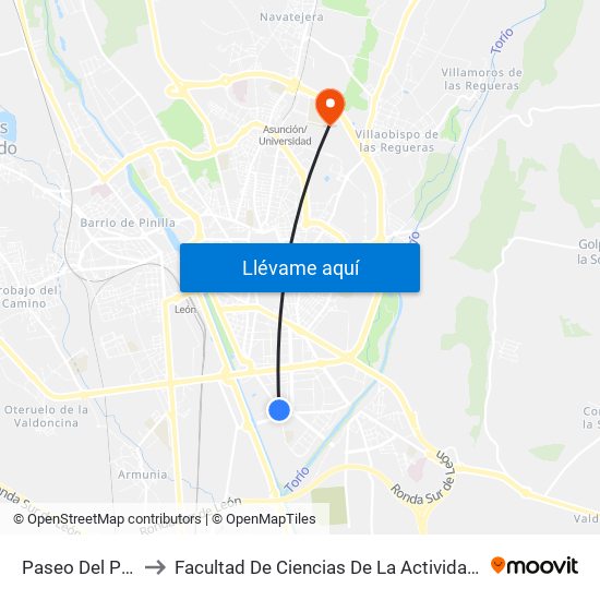 Paseo Del Parque, 22 to Facultad De Ciencias De La Actividad Física Y Del Deporte map