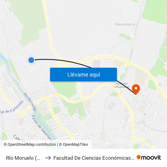 Río Moruelo (Fte. Nº 1) to Facultad De Ciencias Económicas Y Empresariales map