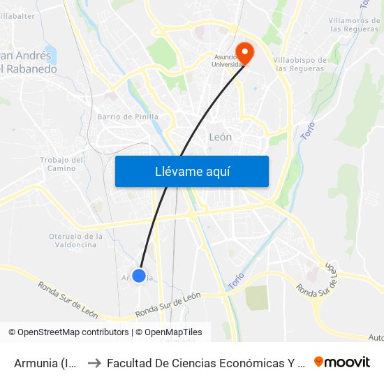 Armunia (Iglesia) to Facultad De Ciencias Económicas Y Empresariales map