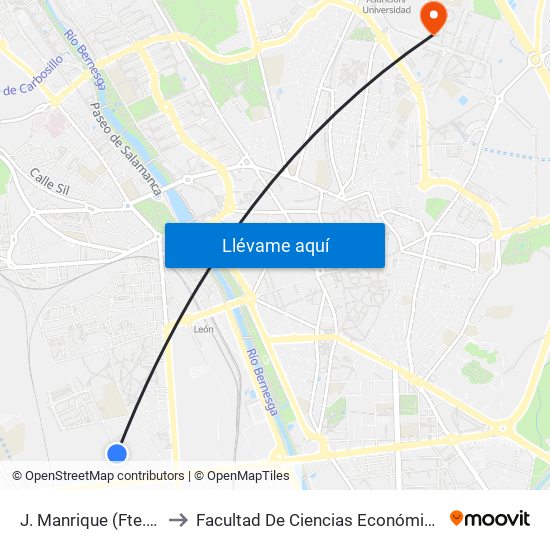 J. Manrique (Fte. Residencia) to Facultad De Ciencias Económicas Y Empresariales map