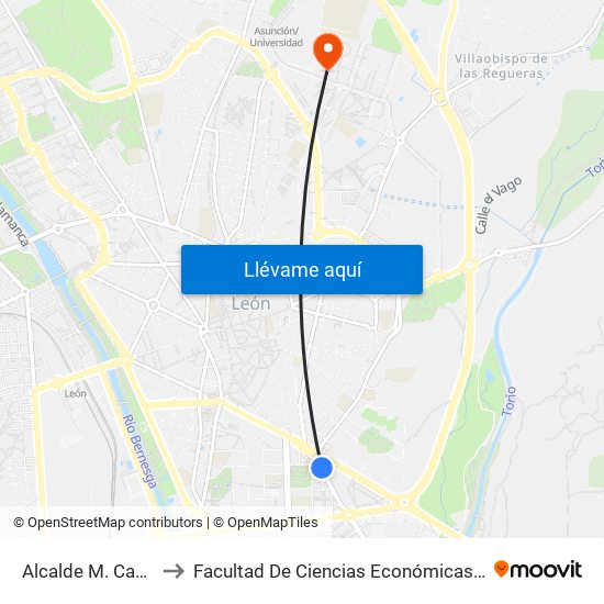 Alcalde M. Castaño, 57 to Facultad De Ciencias Económicas Y Empresariales map