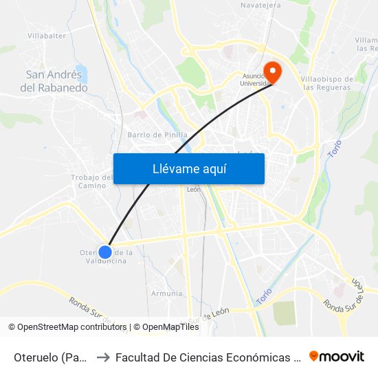 Oteruelo (Panadería) to Facultad De Ciencias Económicas Y Empresariales map