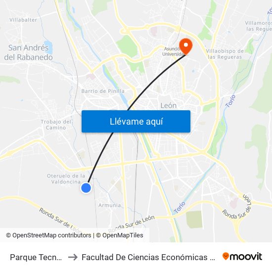 Parque Tecnológico to Facultad De Ciencias Económicas Y Empresariales map