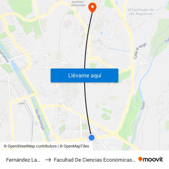 Fernández Ladreda, 10 to Facultad De Ciencias Económicas Y Empresariales map