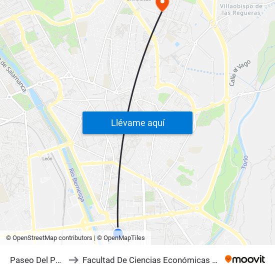 Paseo Del Parque, 6 to Facultad De Ciencias Económicas Y Empresariales map