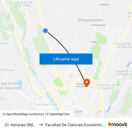 Cr. Asturias (Rda. Pol. Ind.) to Facultad De Ciencias Económicas Y Empresariales map