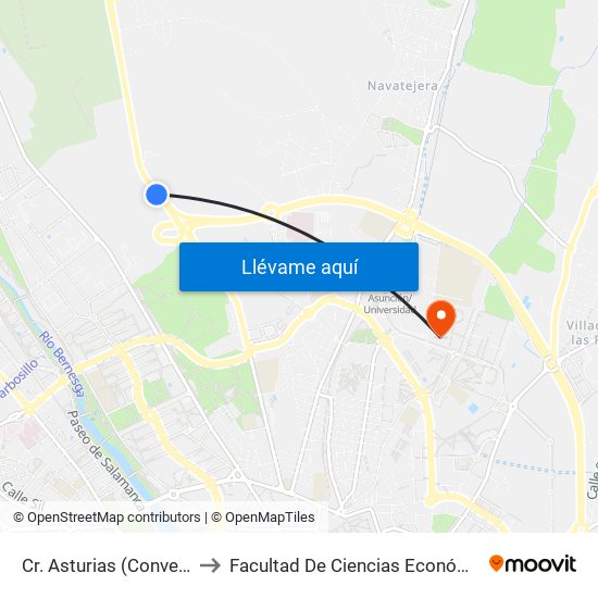 Cr. Asturias (Convento Religiosas) to Facultad De Ciencias Económicas Y Empresariales map