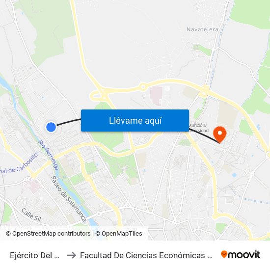 Ejército Del Aire, 12 to Facultad De Ciencias Económicas Y Empresariales map