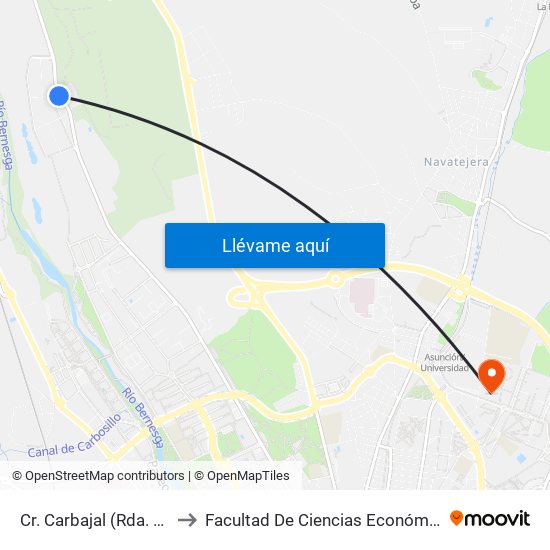 Cr. Carbajal (Rda. Residenciales) to Facultad De Ciencias Económicas Y Empresariales map