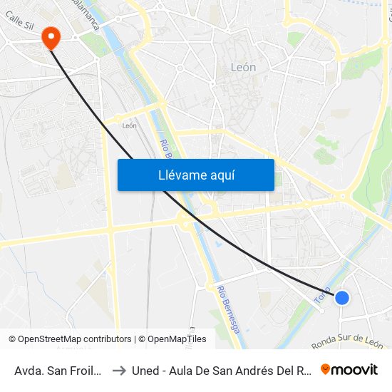 Avda. San Froilán, 63 to Uned - Aula De San Andrés Del Rabanedo map