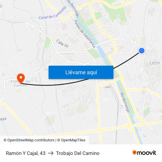 Ramón Y Cajal, 43 to Trobajo Del Camino map