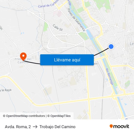 Avda. Roma, 2 to Trobajo Del Camino map