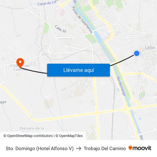 Sto. Domingo (Hotel Alfonso V) to Trobajo Del Camino map