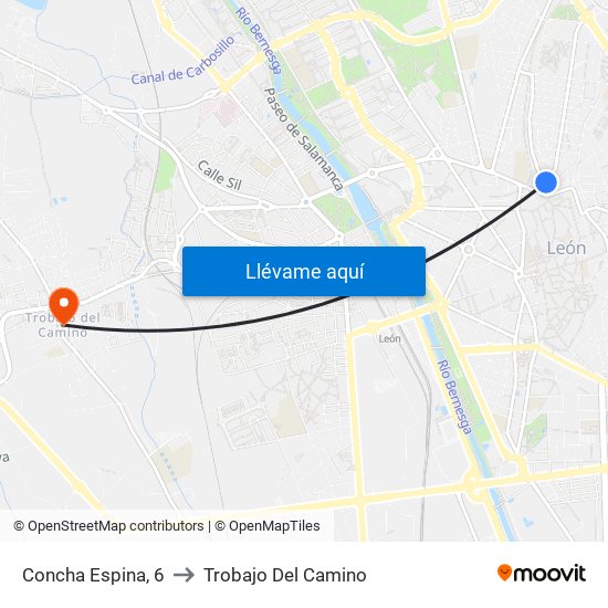 Concha Espina, 6 to Trobajo Del Camino map