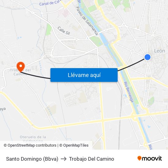 Santo Domingo (Bbva) to Trobajo Del Camino map
