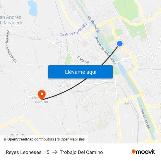 Reyes Leoneses, 15 to Trobajo Del Camino map