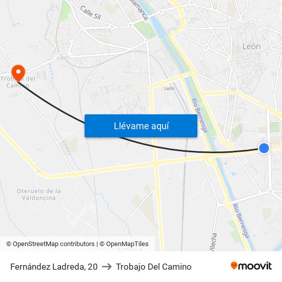 Fernández Ladreda, 20 to Trobajo Del Camino map