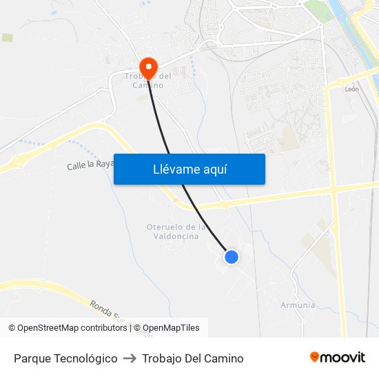 Parque Tecnológico to Trobajo Del Camino map