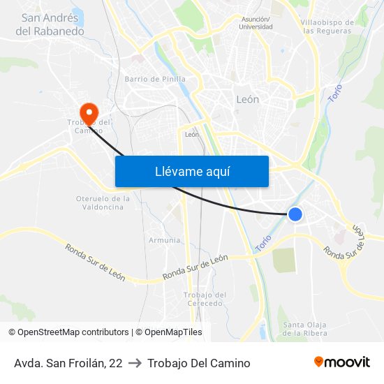 Avda. San Froilán, 22 to Trobajo Del Camino map
