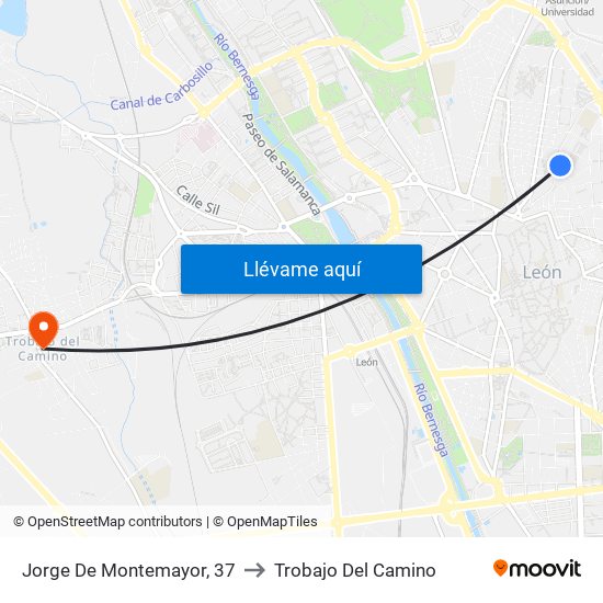 Jorge De Montemayor, 37 to Trobajo Del Camino map