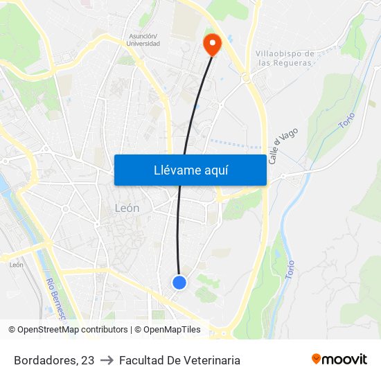 Bordadores, 23 to Facultad De Veterinaria map