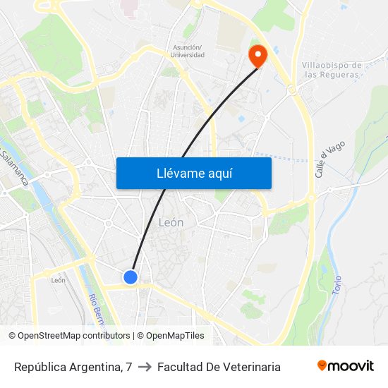 República Argentina, 7 to Facultad De Veterinaria map