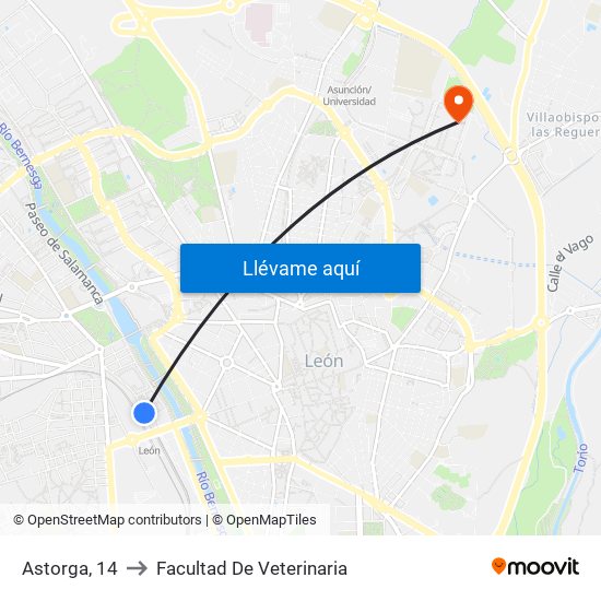 Astorga, 14 to Facultad De Veterinaria map
