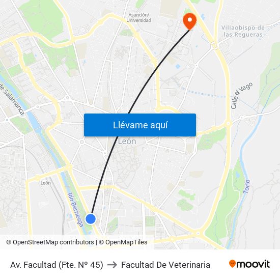 Av. Facultad (Fte. Nº 45) to Facultad De Veterinaria map
