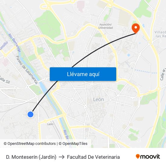 D. Monteserín (Jardín) to Facultad De Veterinaria map