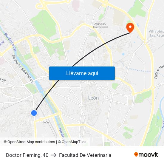 Doctor Fleming, 40 to Facultad De Veterinaria map