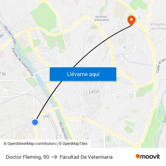 Doctor Fleming, 90 to Facultad De Veterinaria map