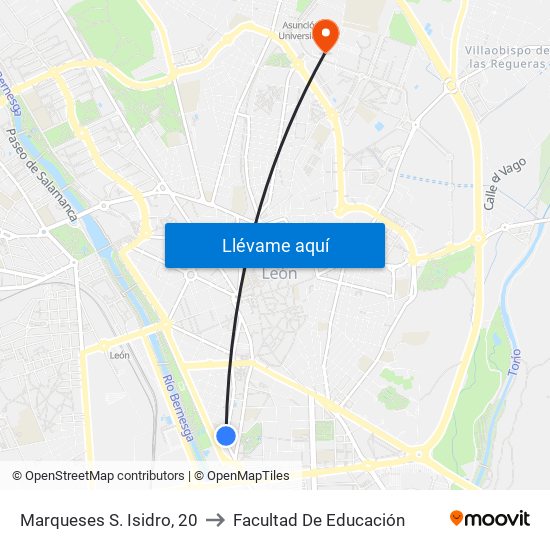 Marqueses S. Isidro, 20 to Facultad De Educación map