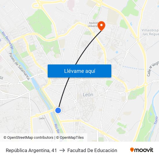 República Argentina, 41 to Facultad De Educación map