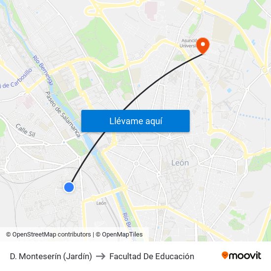 D. Monteserín (Jardín) to Facultad De Educación map