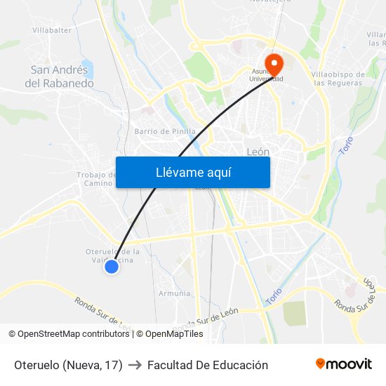 Oteruelo (Nueva, 17) to Facultad De Educación map
