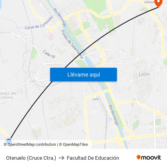 Oteruelo (Cruce Ctra.) to Facultad De Educación map