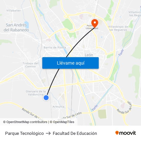 Parque Tecnológico to Facultad De Educación map