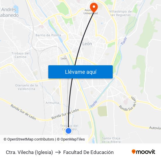 Ctra. Vilecha (Iglesia) to Facultad De Educación map