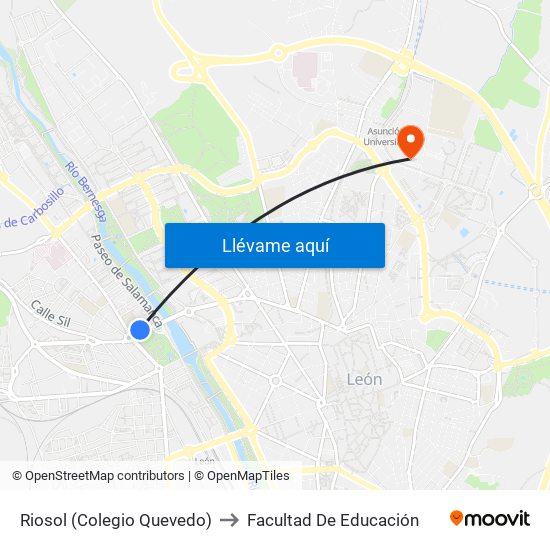 Riosol (Colegio Quevedo) to Facultad De Educación map